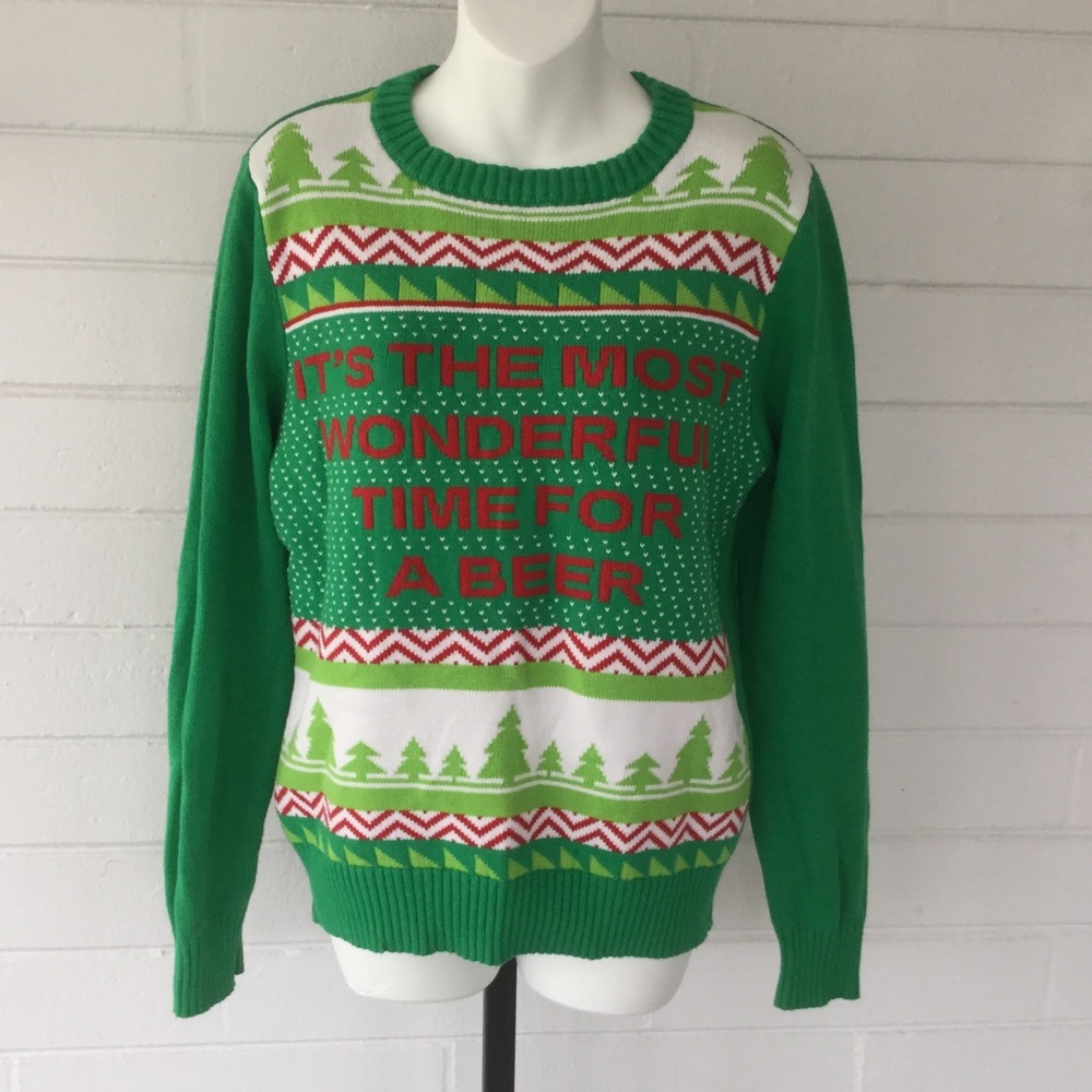 Beer Pong Ugly Christmas Sweater M Red Solo Cup